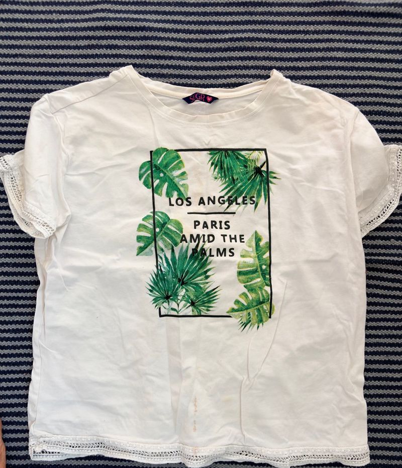 White Palm Print T-Shirt