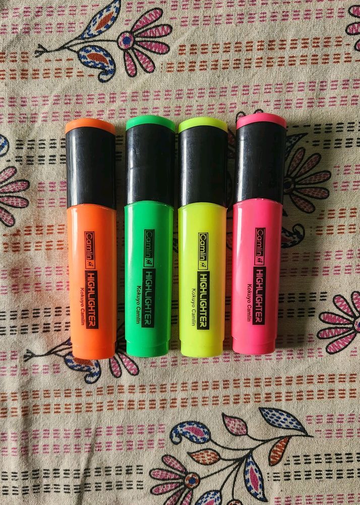 Kokuyo Camlin Highlighter Pen Multicolor Set of 4