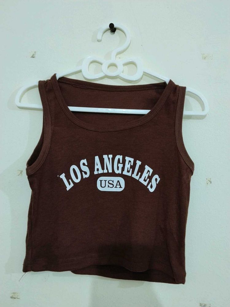 Brown Los Angeles Graphic Tank Top