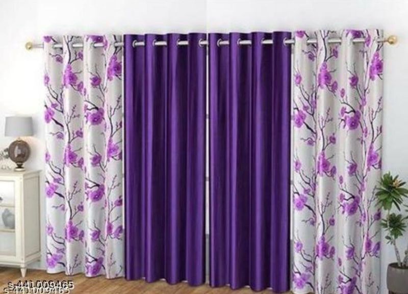 Floral &amp; Solid Purple Curtains