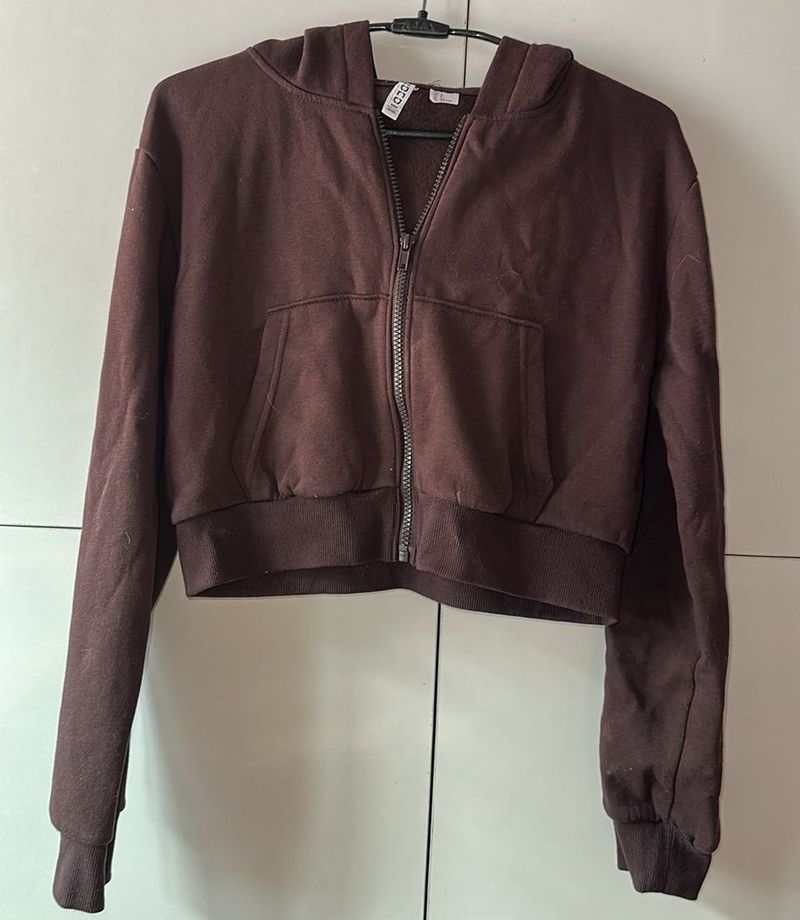 H&amp;M Cropped Zip-Up Hoodie