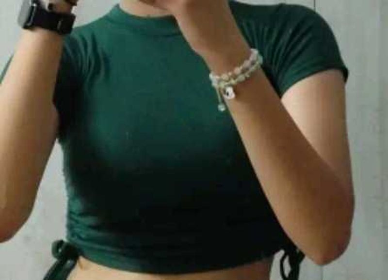 Dark Green Ruched Top