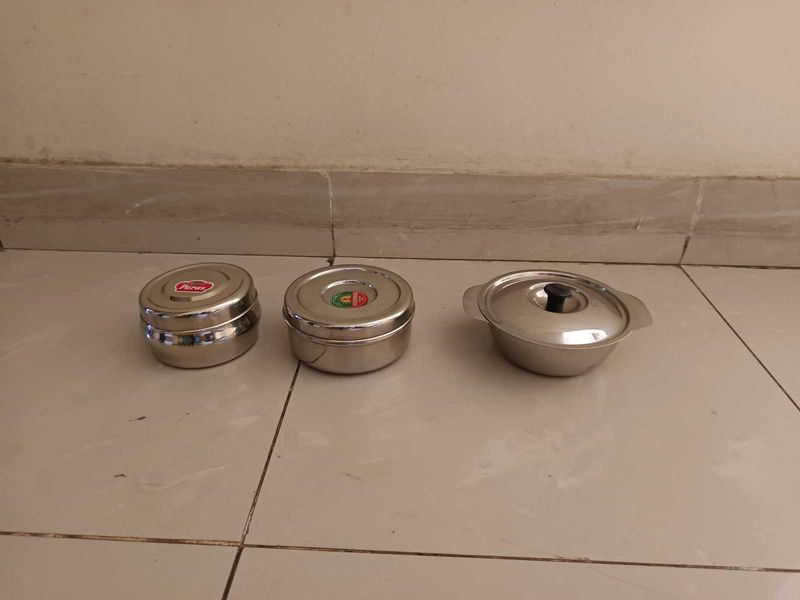 New Unused Set Of 3 Stainless Steel Containers