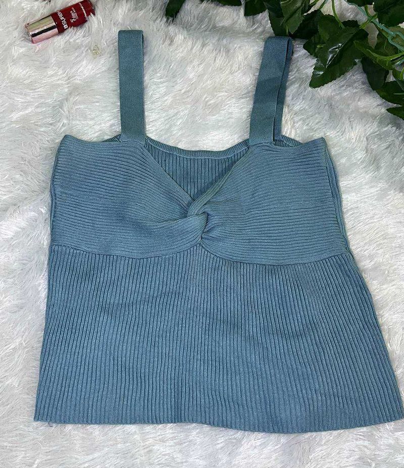 Blue Knit Tank Top