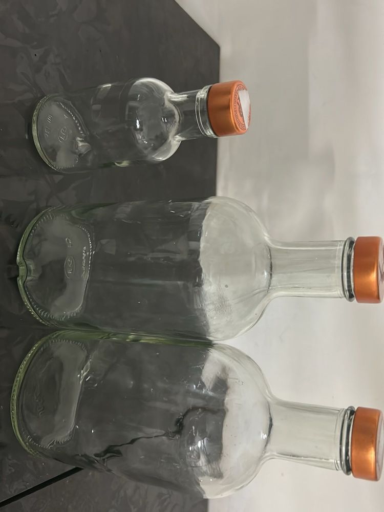 Clear Glass Bottle with Orange Cap(4 bottles)
