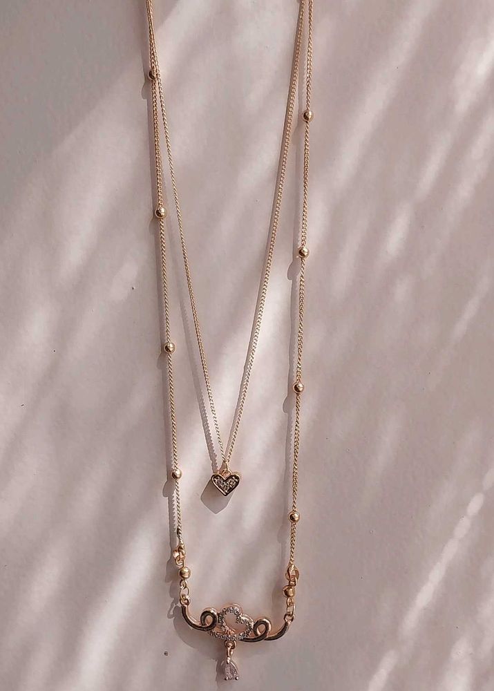 Elegant Double Layered Heart Necklace