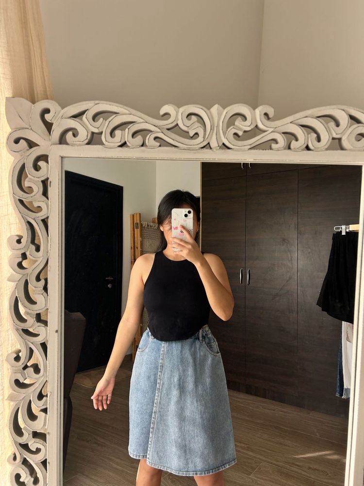 Stylish Blue Denim Wrap Skort