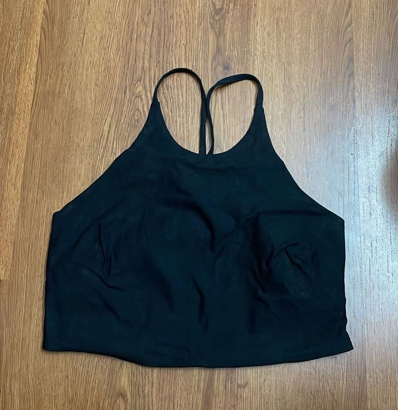 Black Halter Neck Crop Top