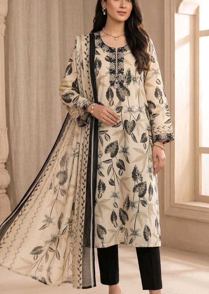 Pakistani style embroided cotton Kurta Set