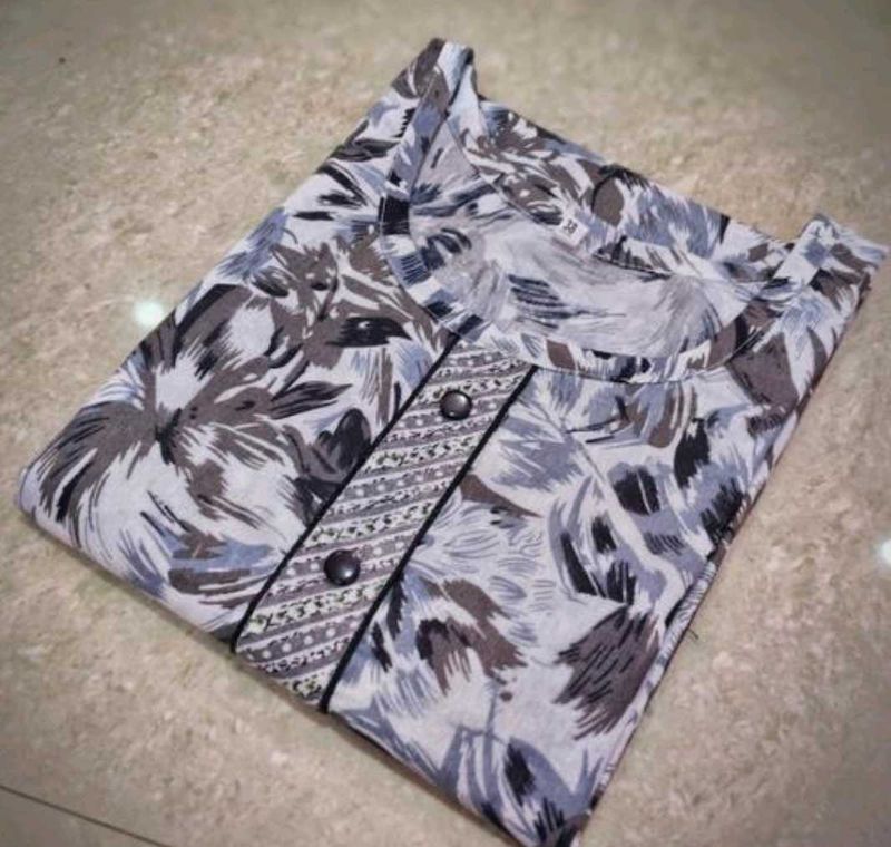 Floral print khadi cotton kurti 🩶