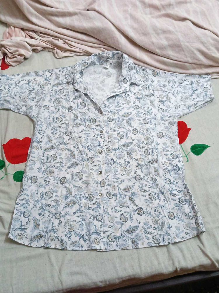 Floral Print Short Sleeve Button-Up Shirt