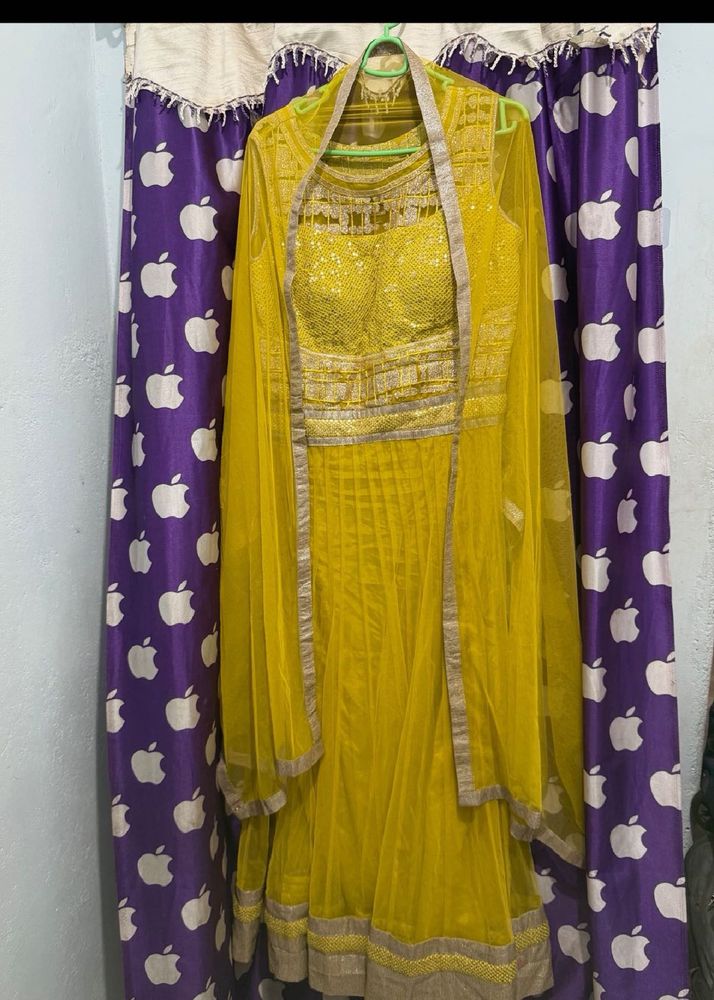 Yellow Sequinned Lehenga Choli Set
