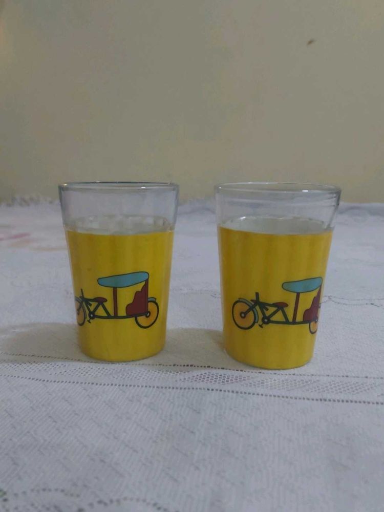 Vintage Yellow Rickshaw Shot Glasses (Set of 2)