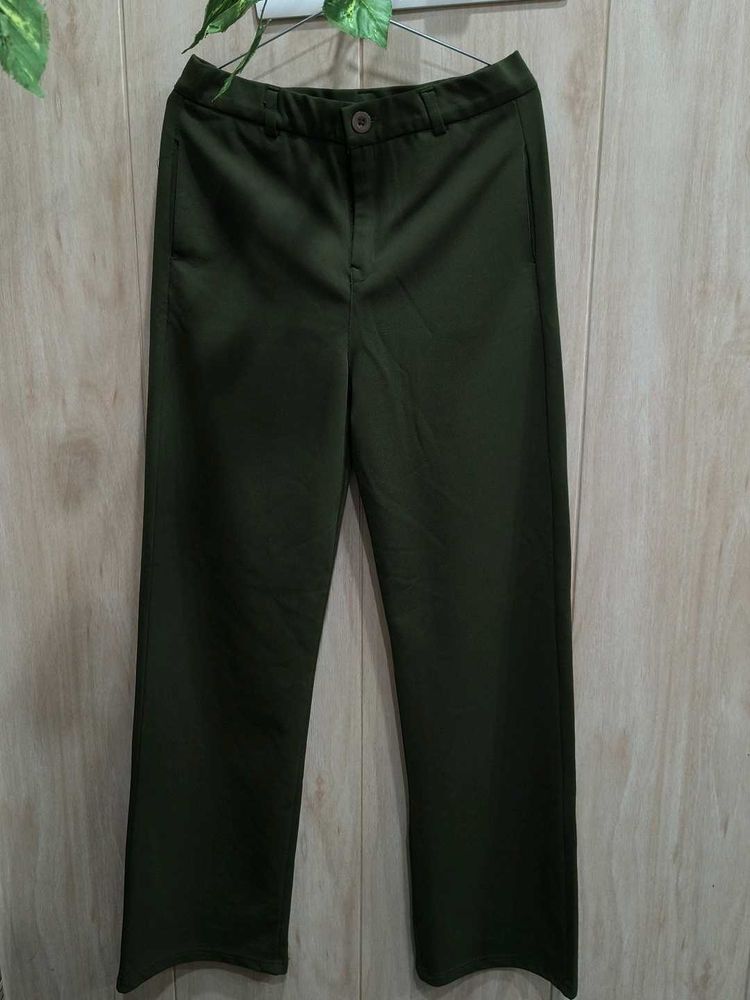 Olive Green Wide Leg Trousers