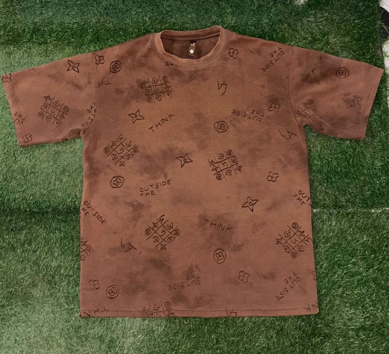 Brown Graphic Print T-Shirt