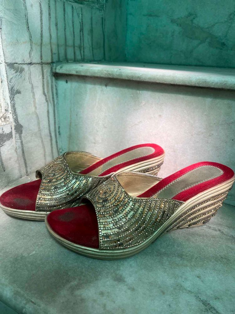 Embellished Wedge Sandals