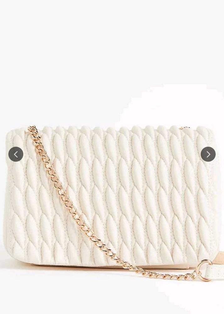 White Quilted Chain Sling Bag