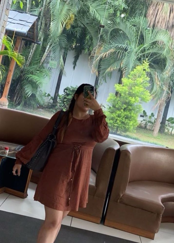 Brown Long Sleeve Dress