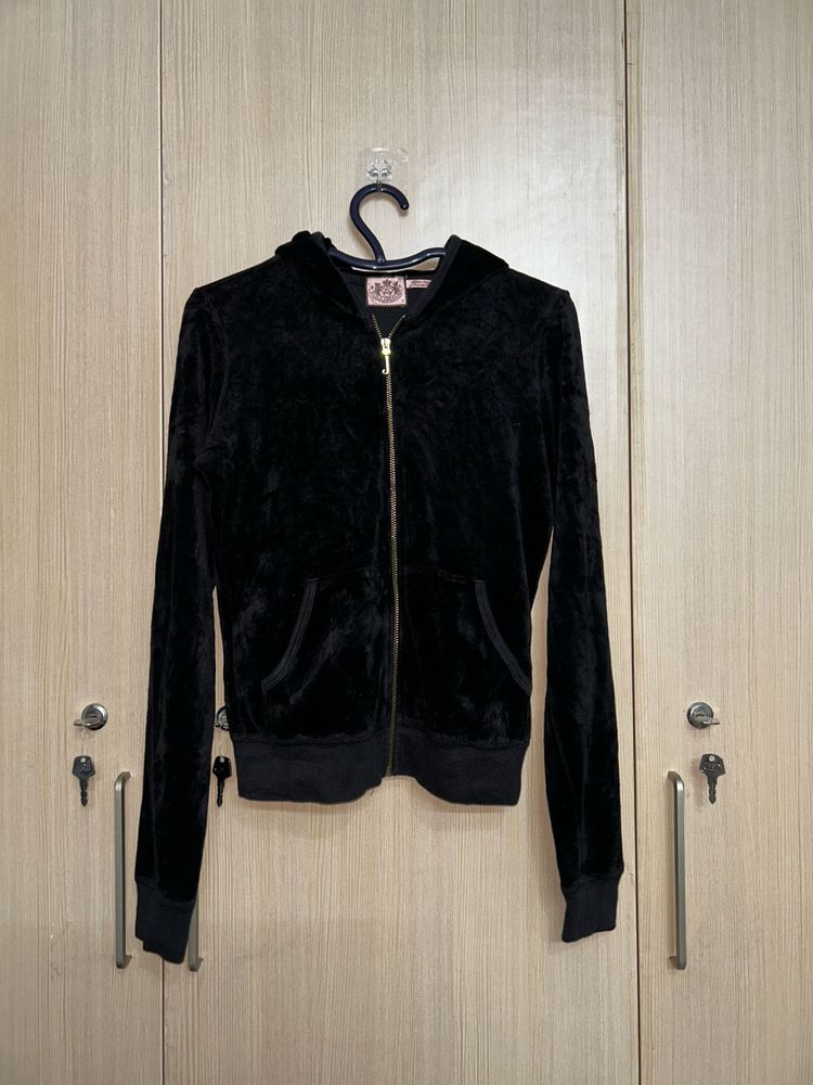 Juicy Couture Black Velour Zip Hoodie