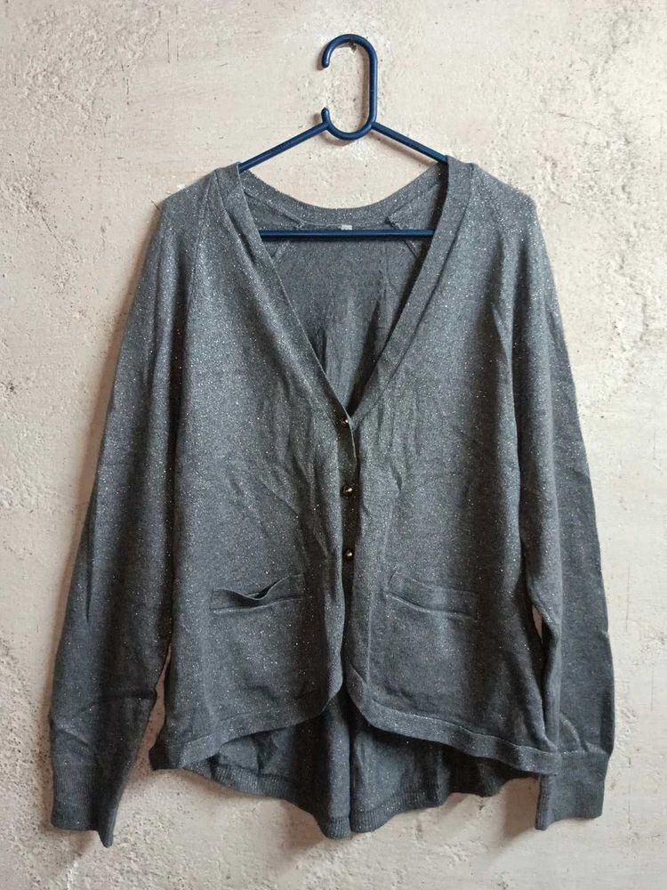 Winter Fashion Cardigan Woolen Sweater Grey