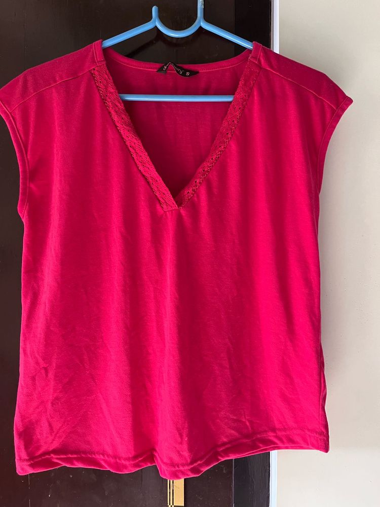 V-Neck Cap Sleeve Top