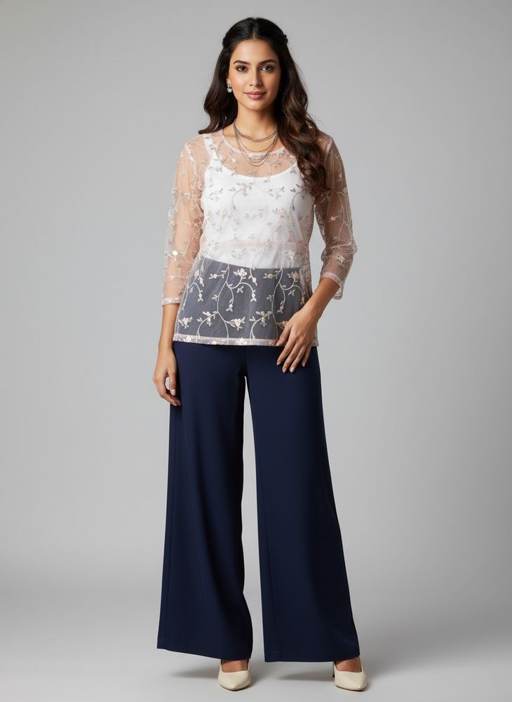 Sheer Floral Embroidered top