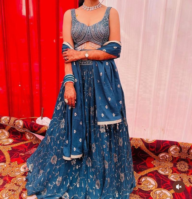 Stunning Blue Embellished Lehenga Choli