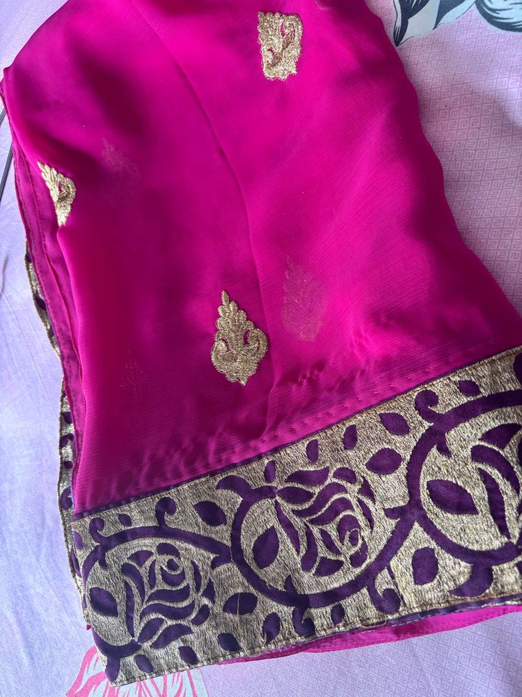 Elegant Pink Embroidered Saree