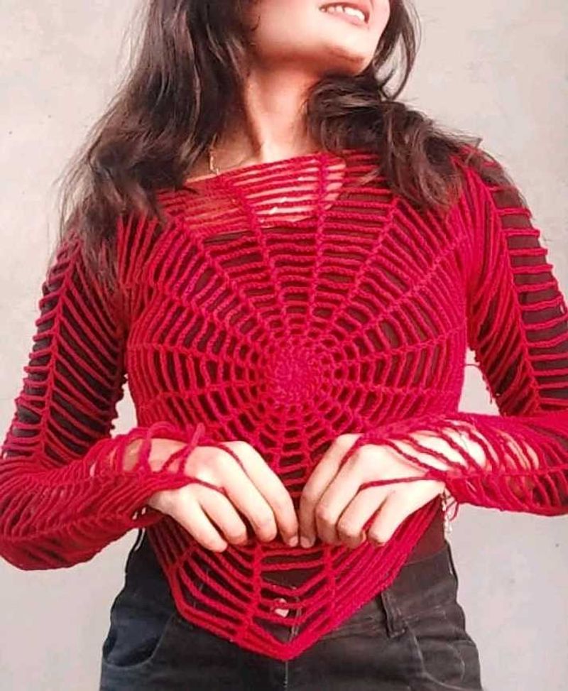 Crochet Red Spiderweb Top 🕸️