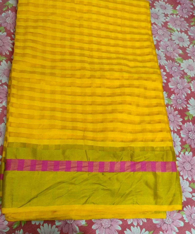 YELLOW KOTA SAREE SOLID COLOUR
