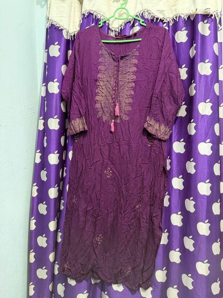 Purple Embroidered Kurta set