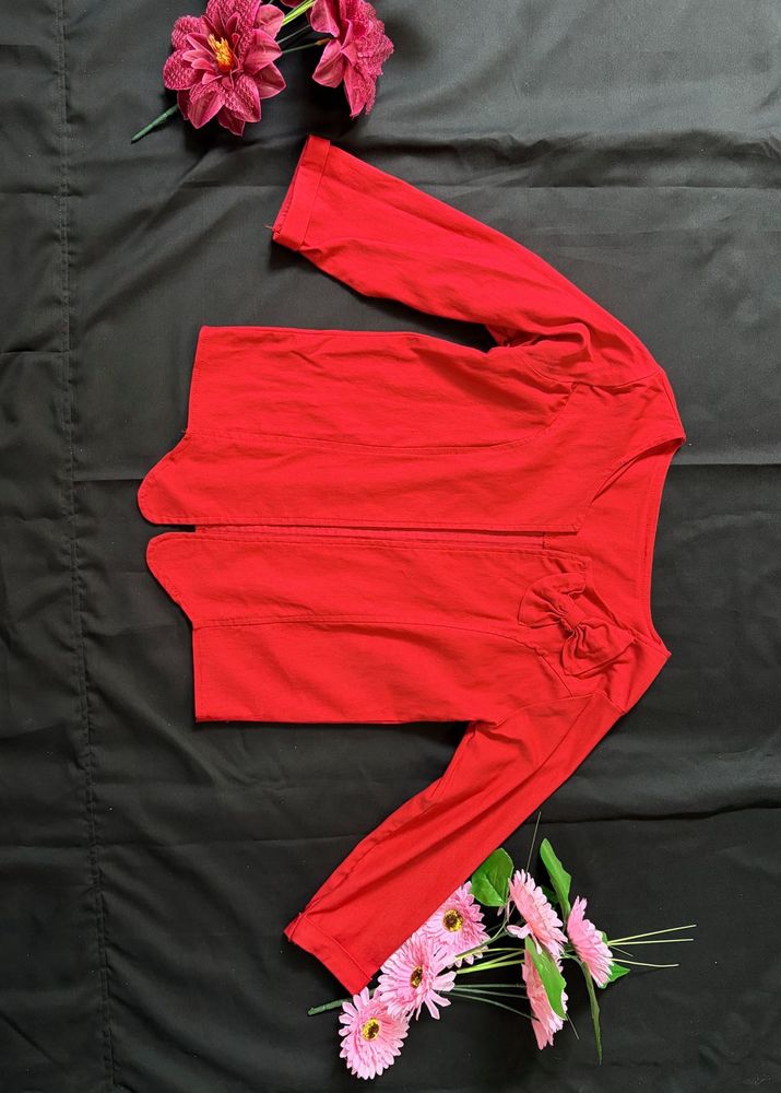 Chic Red Open Front Jacket