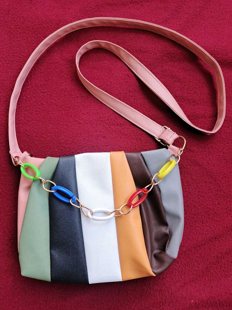 Color Block Chain Shoulder Bag