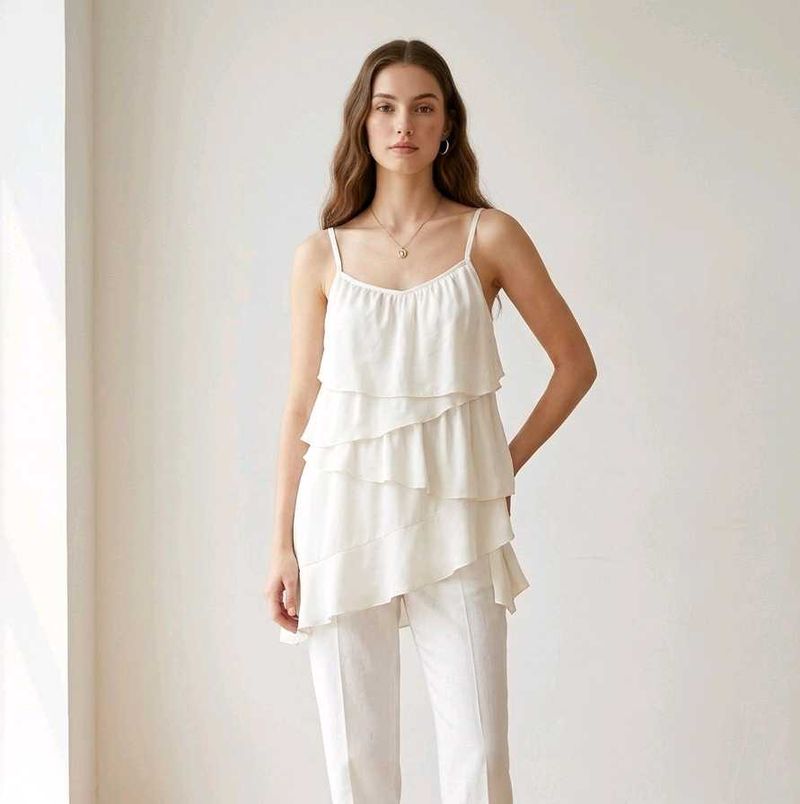 Tiered Strappy Top - Cream