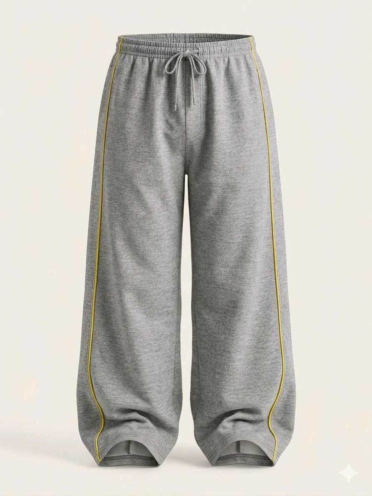 Grey Sweat Pants with Yellow Stripes