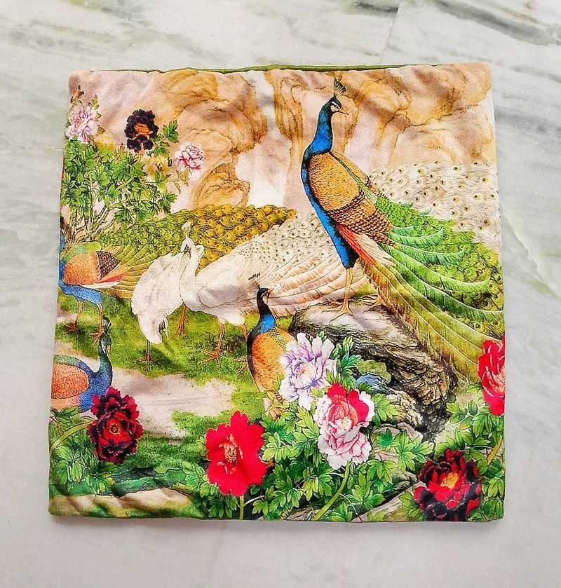 Paradise Peacock Print Cushion Cover