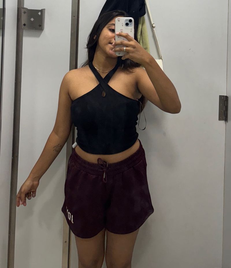 Black Criss-Cross Neckline Tank Top