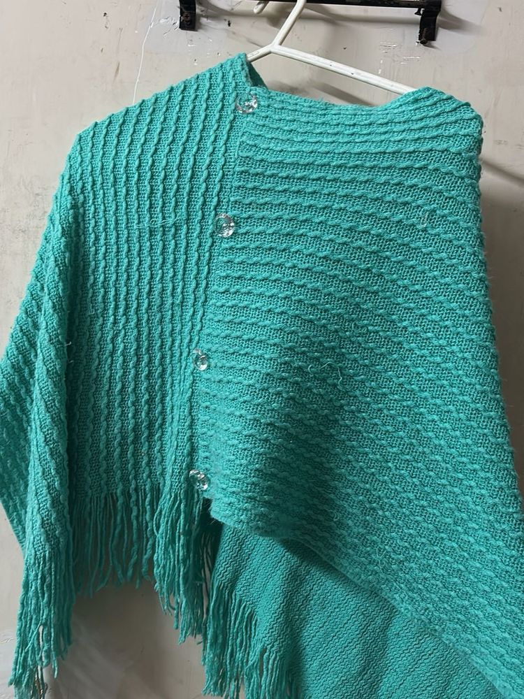 Teal Fringe Scarf
