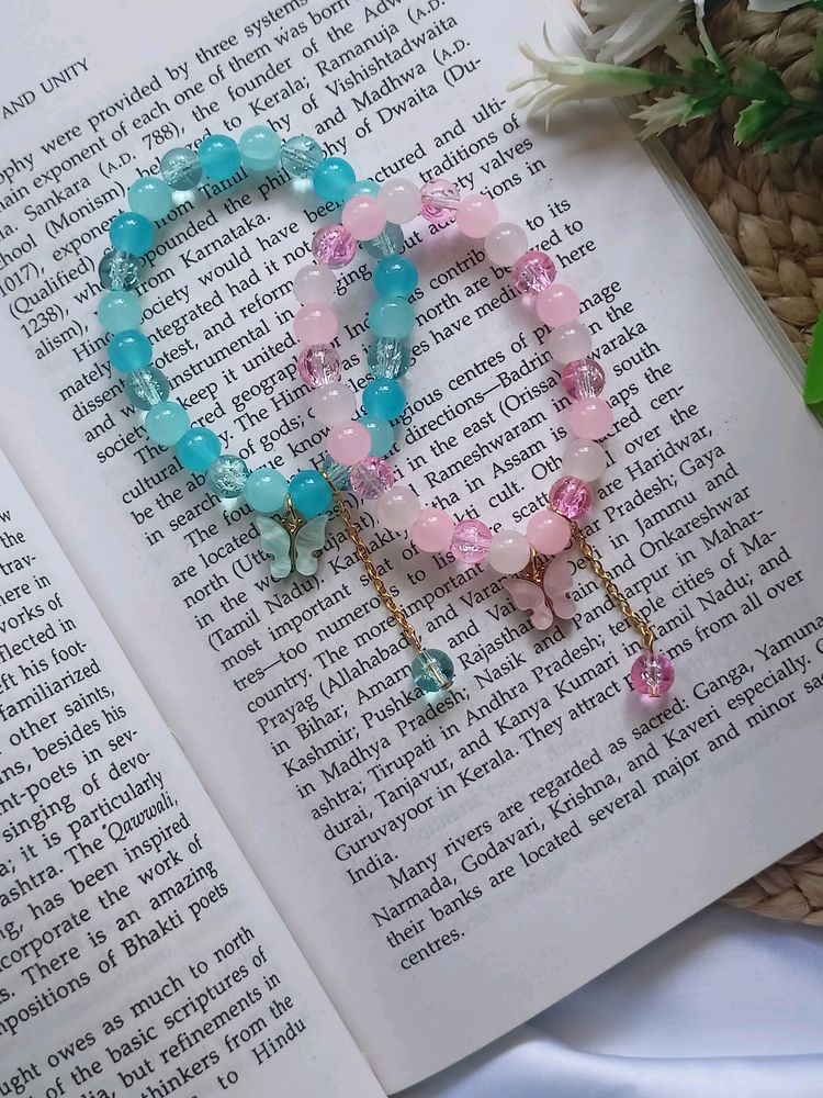 Pastel Butterfly Beaded Bracelets