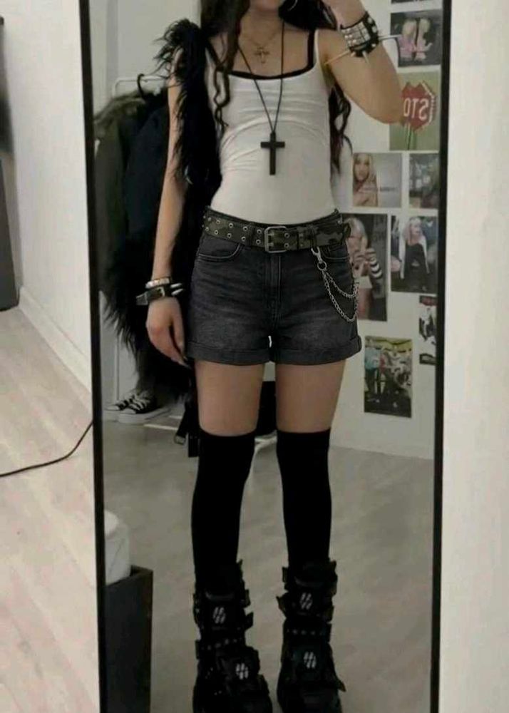 Dark Charcoal Wash Denim Shorts