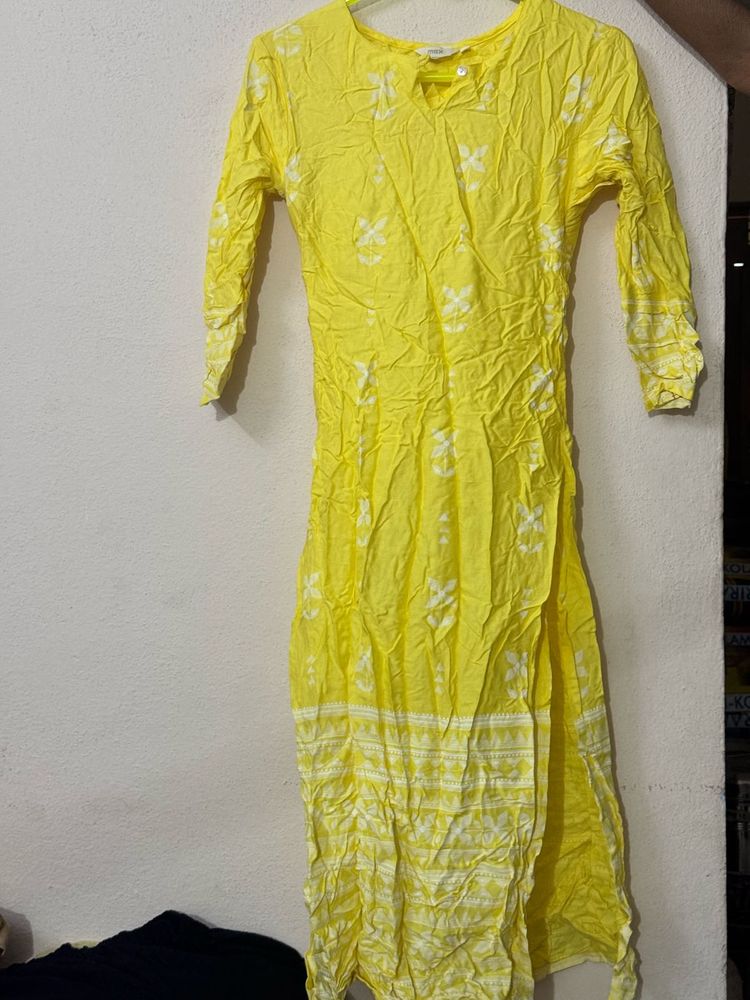 Bright Yellow Crinkle Palazzos