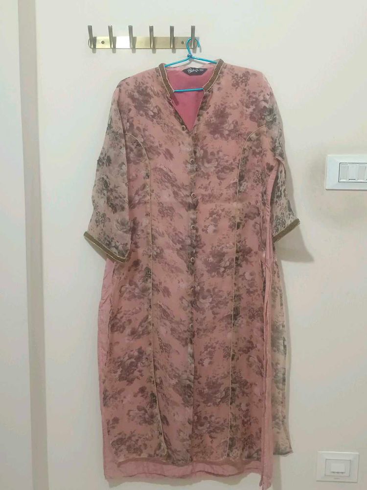 Elegant Pink Floral Kurta Set