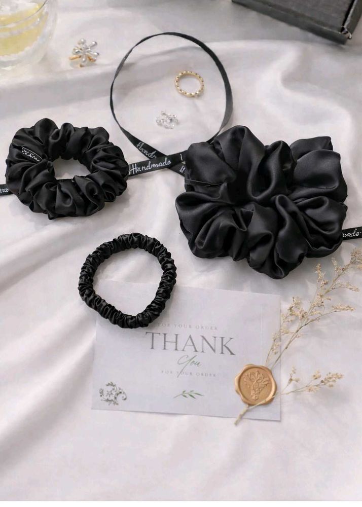 Black Handmade Scrunchie Set of 3