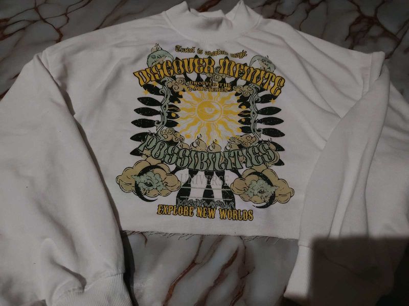 Graphic Print Mock Neck Sweatshirt