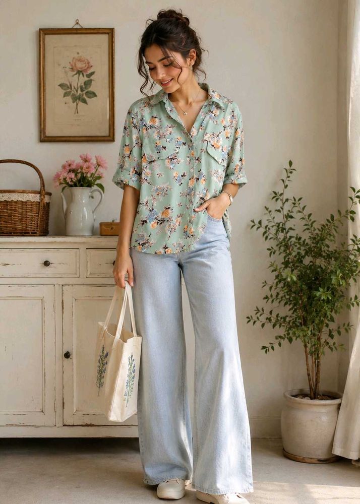 Pastel green half shirt