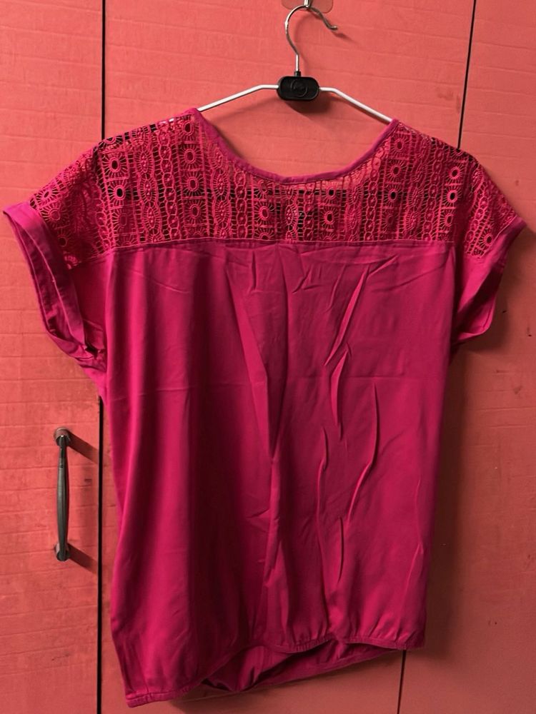Pink Lace Detail Top