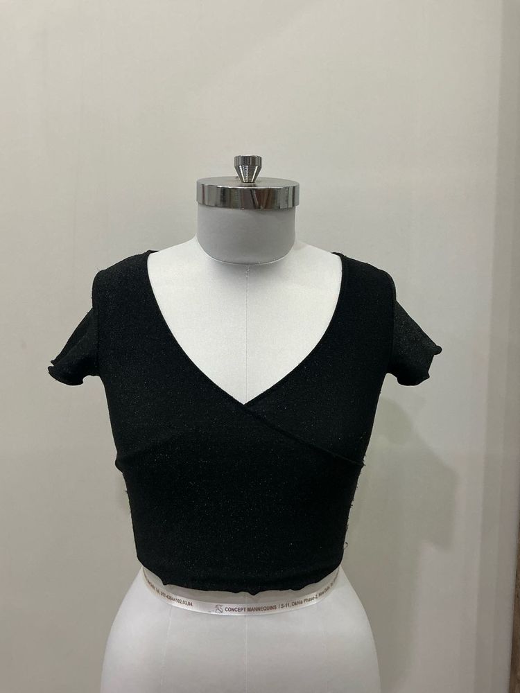 Black party wrap style top