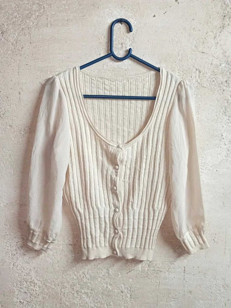Trendy Cropped Button-up Top Cardigan