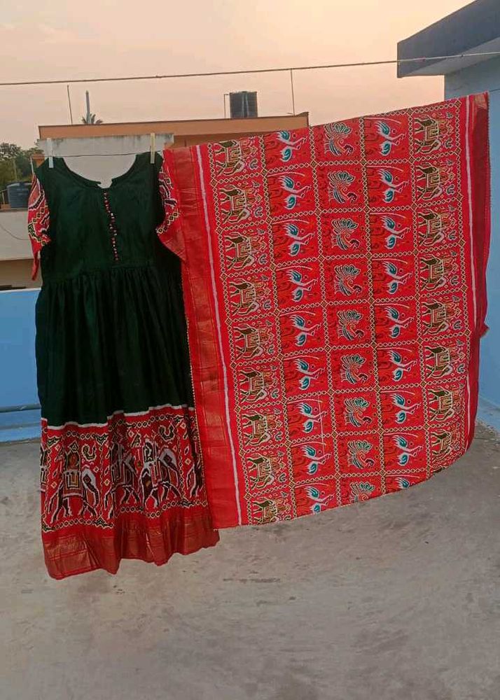 A Traditional Long Frock With Dupatta