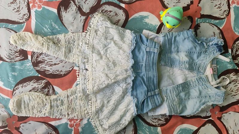 Adorable Lace and Denim Outfit for Girls.